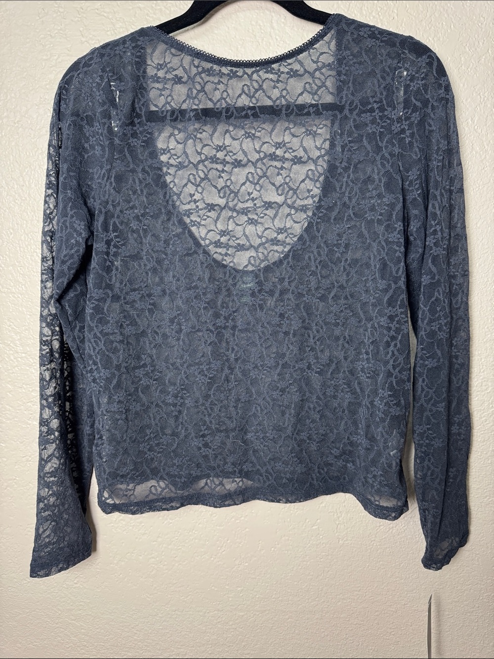 wild fable Slate Blue Lace Long-Sleeve Scoop Neck Top